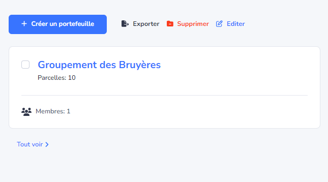 Portefeuille de parcelles